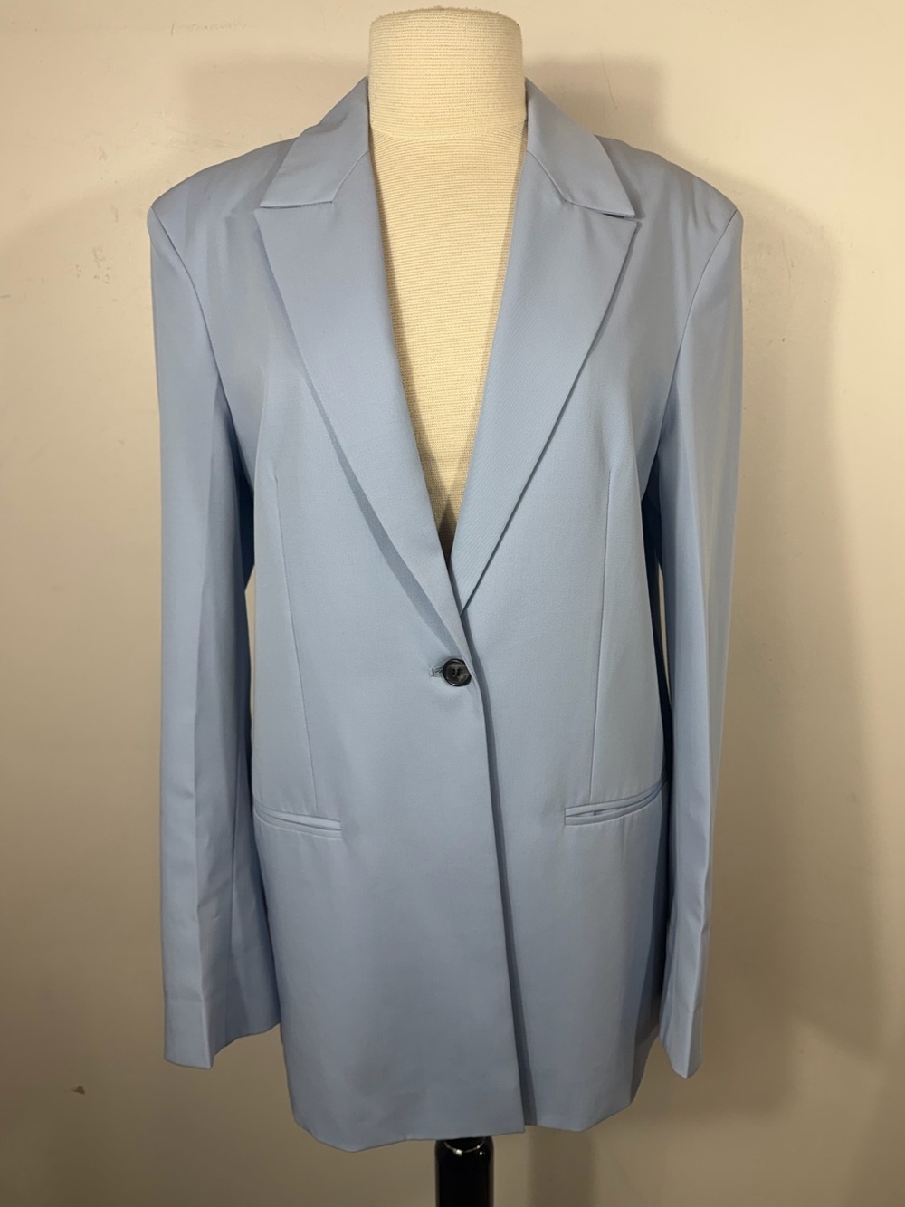 BITE Studios Bite Blazer Dusty Blue 100% Wool Oversized Size 8 NWT